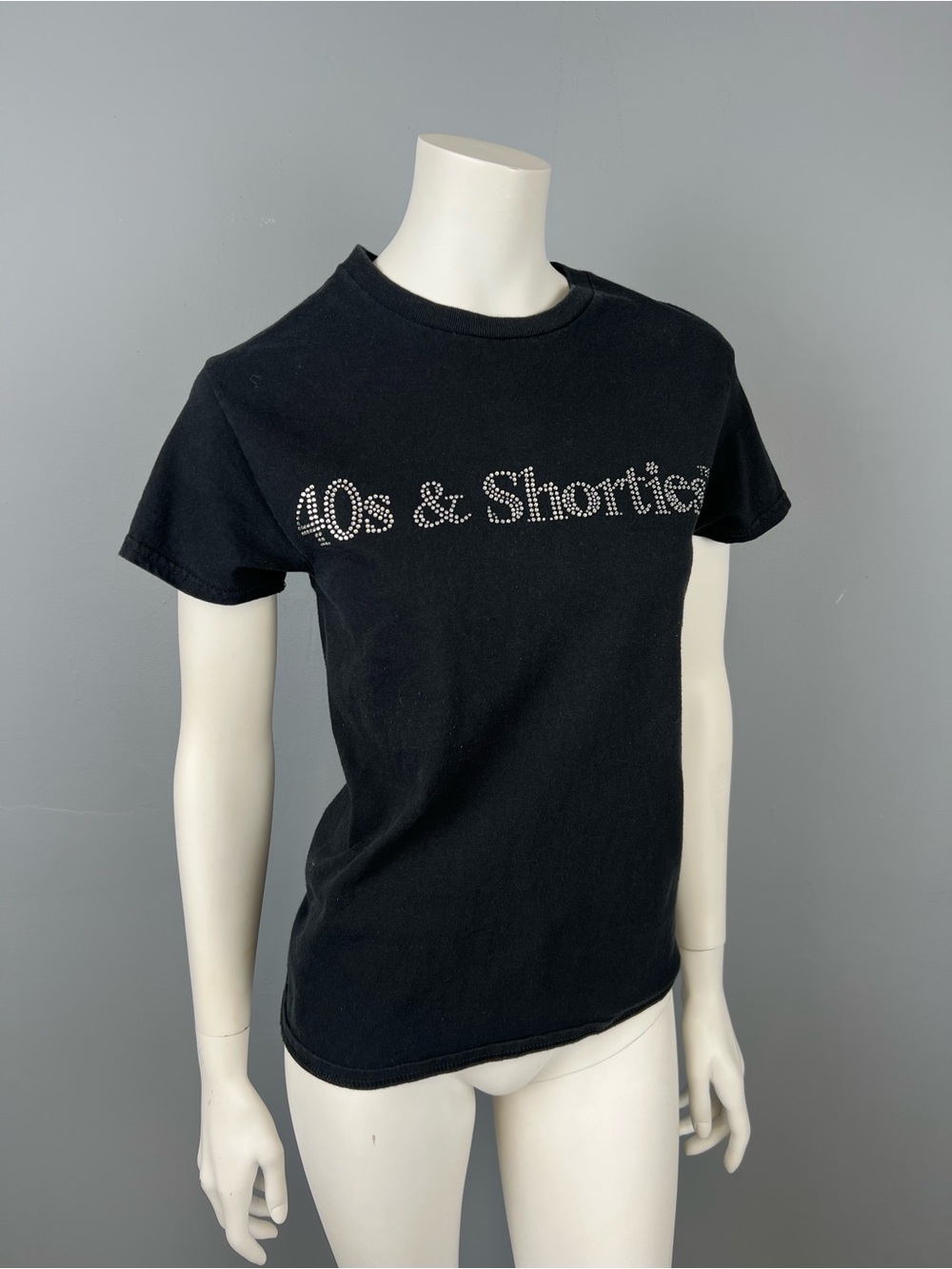 40s and Shorties 100% Cotton Black Studded Glitter Logo Short Sleeve Tee